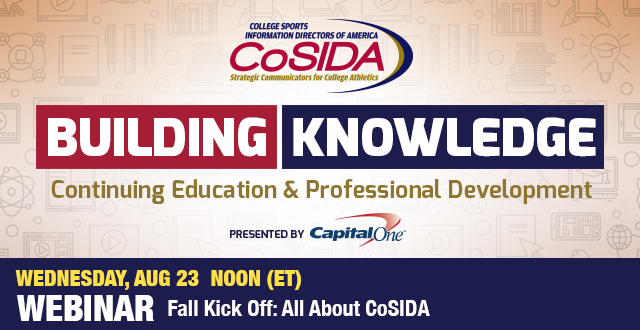 Save the Date: Wed., August 23rd: Fall Kickoff Webinar - All About CoSIDA